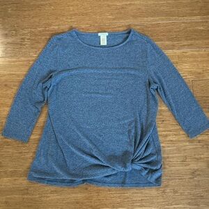 Matty M Blue Half Sleeve Top with Knot Tie